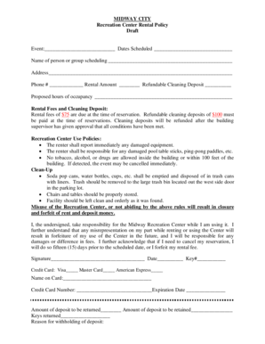 Issue log template word - Midway City Rec Center Rental Policy - midwaycityut