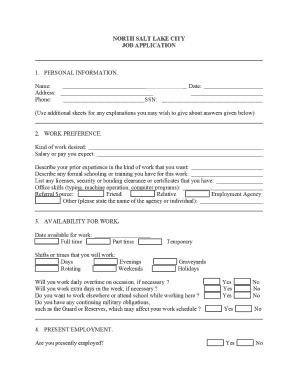 Memo of enquiry example - NORTH SALT LAKE CITY JOB APPLICATION - nslcityorg