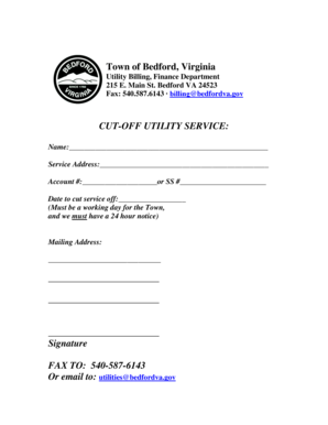 Utility Service Cut-Off Request Form
