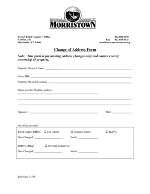 Change of Address Form - morristownvtorg