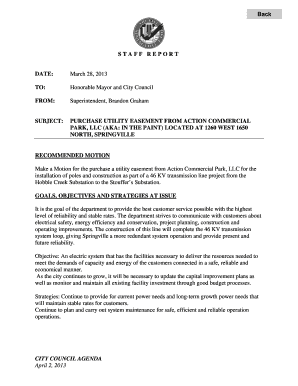 Burn rate chart - STAFF REPORT DATE TO FROM SUBJECT PURCHASE UTILITY - springville