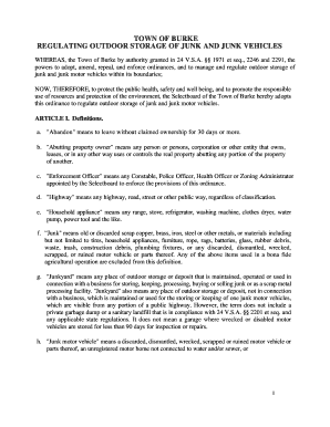 Log book excel template - TOWN OF BURKE REGULATING OUTDOOR STORAGE OF JUNK AND JUNK - burkevermont