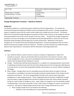 Change Management Procedure Salesforce Platform