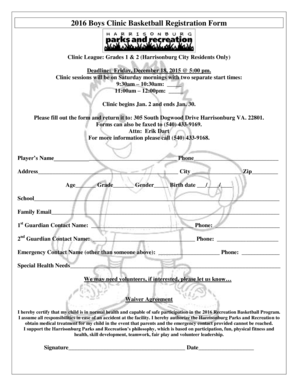 Promissory note example for school - 2016 Boys Clinic Basketball Registration Form Clinic League: Grades 1 &amp - harrisonburgva