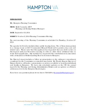 Pta attendance sheet - MEMORANDUM TO Hampton Planning Commission - hampton