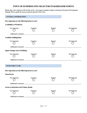 Minutes of meeting format - TOWN OF DUMFRIES SITE SELECTOR STAKEHOLDER SURVEY