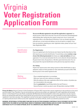 Virginia Voter Registration Application Form