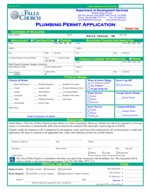 Plumbing Permit Application - Falls Church VA - fallschurchva