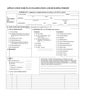 Application for Plan Examination and Building Permit