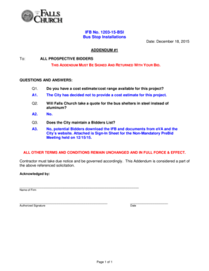 Usps ksa examples - To ALL PROSPECTIVE BIDDERS THIS ADDENDUM MUST BE SIGNED - fallschurchva