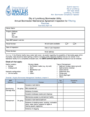 Land clearing contract - Filtering Practices BMP Inspection checklistpub