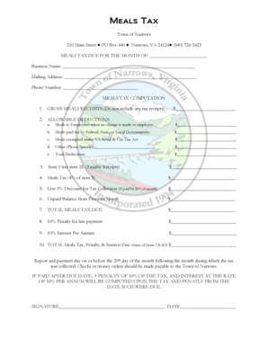 Hipaa compliant sign in sheet - Meals Tax - Narrows Virginia - townofnarrows