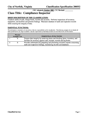 Revised Class Title Compliance Inspector - norfolk