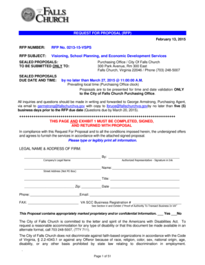 K1 speed waiver pdf - REQUEST FOR PROPOSAL (RFP) February 13, 2015 RFP NUMBER: RFP No - fallschurchva