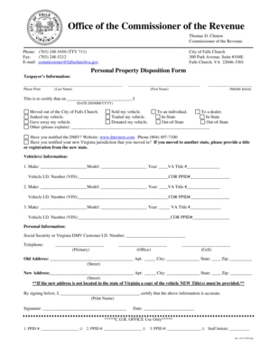 Personal Property Disposition Form