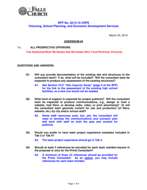 Sample of memorandum of understanding - THIS ADDENDUM MUST BE SIGNED AND RETURNED WITH YOUR PROPOSAL PACKAGE - fallschurchva