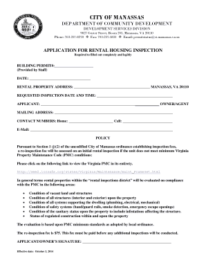 Building estimate format in pdf - APPLICATION FOR RENTAL HOUSING INSPECTION