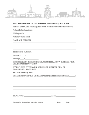 I94 form - ASHLAND FREEDOM OF INFORMATION RECORDS REQUEST FORM - town ashland va