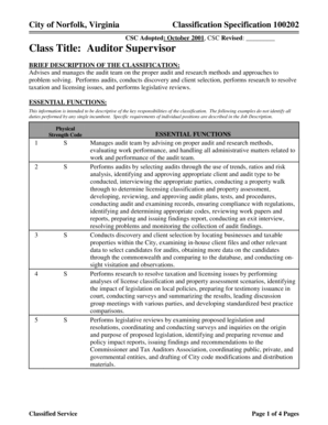 Vendor evaluation form download - Class Title Auditor Supervisor - Norfolk Virginia - norfolk