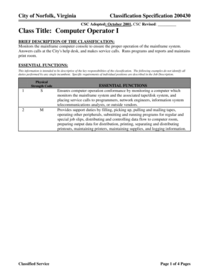 Regulatory affairs cover letter no experience - Class Title Computer Operator I - Norfolk Virginia - norfolk