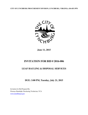 Persuasive speech examples - CITY OF LYNCHBURG PROCUREMENT DIVISION, LYNCHBURG, VIRGINIA, 4344553970 June 11, 2015 INVITATION FOR BID # 2016006 LEAF HAULING &amp - lynchburgva