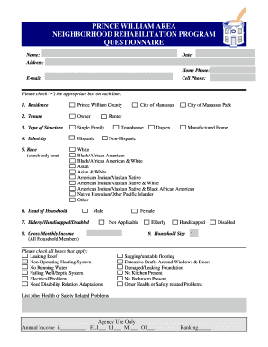 Dd 2977 example - PRINCE WILLIAM AREA NEIGHBORHOOD REHABILITATION PROGRAM