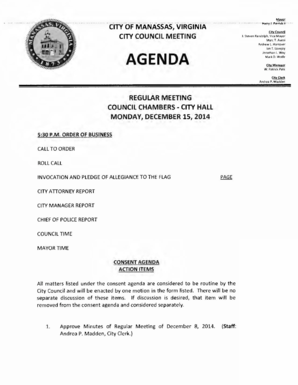 Meeting sign in sheet - V1ce AGENDA - Manassas Virginia - manassascity