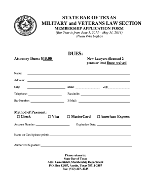 State Bar of Texas Membership Application