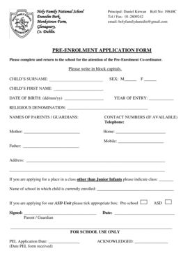 Sign off sheet template - Holy Family National School Principal Daniel Kirwan Roll No 19840C Dunedin Park, Tel Fax 012809242 Monkstown Farm, email - holyfamilyschool