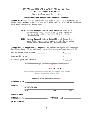 Sign in sheet - 51st ANNUAL HIGHLAND COUNTY MAPLE FESTIVAL ANTIQUES VENDOR