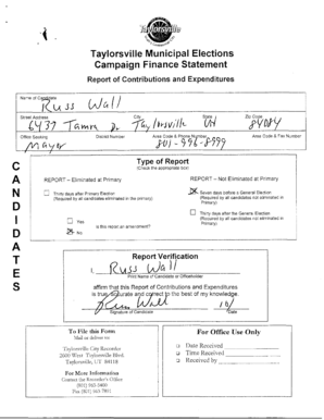 Iq level chart - L Taylorsville Municipal Elections Campaign Statement - taylorsvilleut