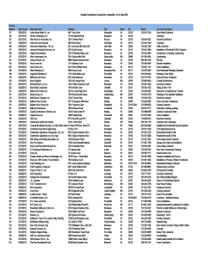 Blank word list template - Outside Contractors Licensed in Lovettsville As of July 2012