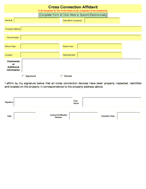 Cross Connection Affidavit - Roanoke VA