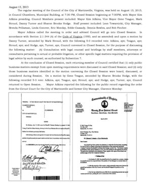 Policy memo template word - in Council Chambers, Municipal Building, at 730 PM, Closed Session beginning at 700PM, with Mayor Kim - martinsville-va