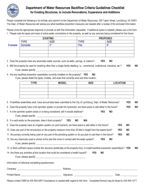 Estate inventory worksheet - Department of Water Resources Backflow Criteria Guidelines - lynchburgva