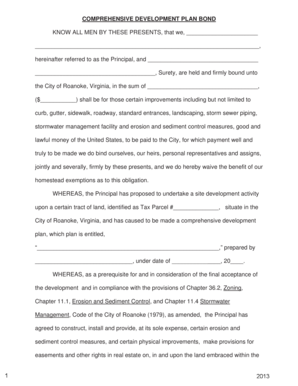 Estate assets worksheet - Comprehensive Development Plan Bond Form - Roanoke - roanokeva