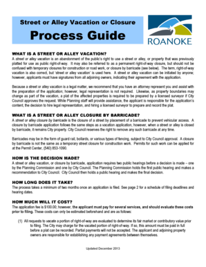 Bank reconciliation sheet - Street or Alley Vacation or Closure Process Guide - roanokeva