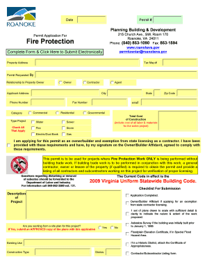 Fire Protection Permit Application