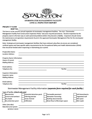 Stormwater Management Facility Annual Inspection Report