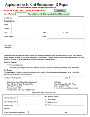 This form is to be used for work not requiring ARB