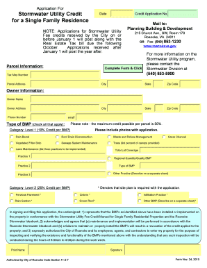 Thanks speech - Application For Stormwater Utility Credit for a Single