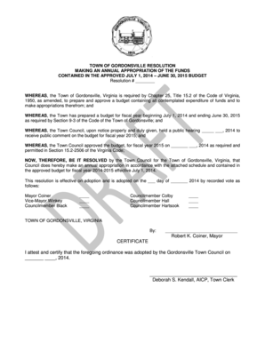 Demolition estimate template - MAKING AN ANNUAL APPROPRIATION OF THE FUNDS - townofgordonsville