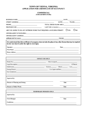 रिज्यूम फॉर्म - TOWN OF VIENNA VIRGINIA APPLICATION FOR CERTIFICATE OF