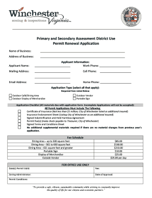 Primary and Secondary Assessment District Use Permit