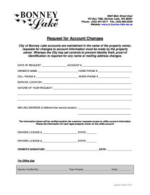 Market survey questionnaire sample pdf - Request for Account Changes - Bonney Lake Washington