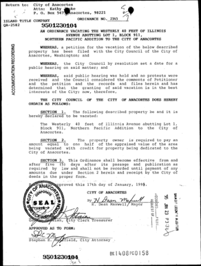 Printable parking ticket template word - AN ORDINANCE VACATING THE WESTERLY 40 FEET OF ILLINOIS - cityofanacortes