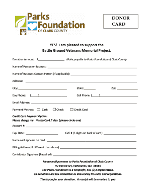 Sign in sheet template word download - DONOR CARD - cityofbgorg