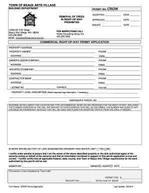 Interpol letter format - CROW REMOVAL OF TREES IN RIGHTOFWAY PROHIBITED ACCEPTED DATE APPROVED DATE ISSUED DATE 10550 SE 27th Street Beaux Arts Village, WA 98004 425