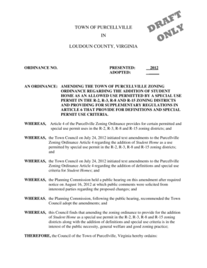 I 9 form example - 4 - Student housing ordinance draft 7-27-12docx - purcellvilleva