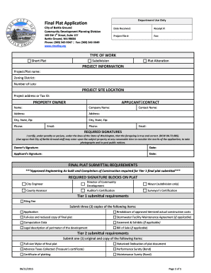 Memorial scholarship certificate template - Final Plat Application - Battle Ground Washington